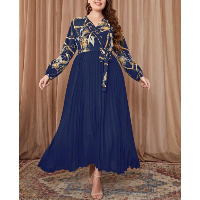 Temperament Colour Blocking Plus Size Women's Temperament Dress