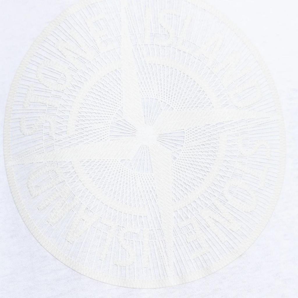 Stone Island Logo Print Crew Neck Short Sleeve T-Shirt Men Tops White 79152NS92-V0001