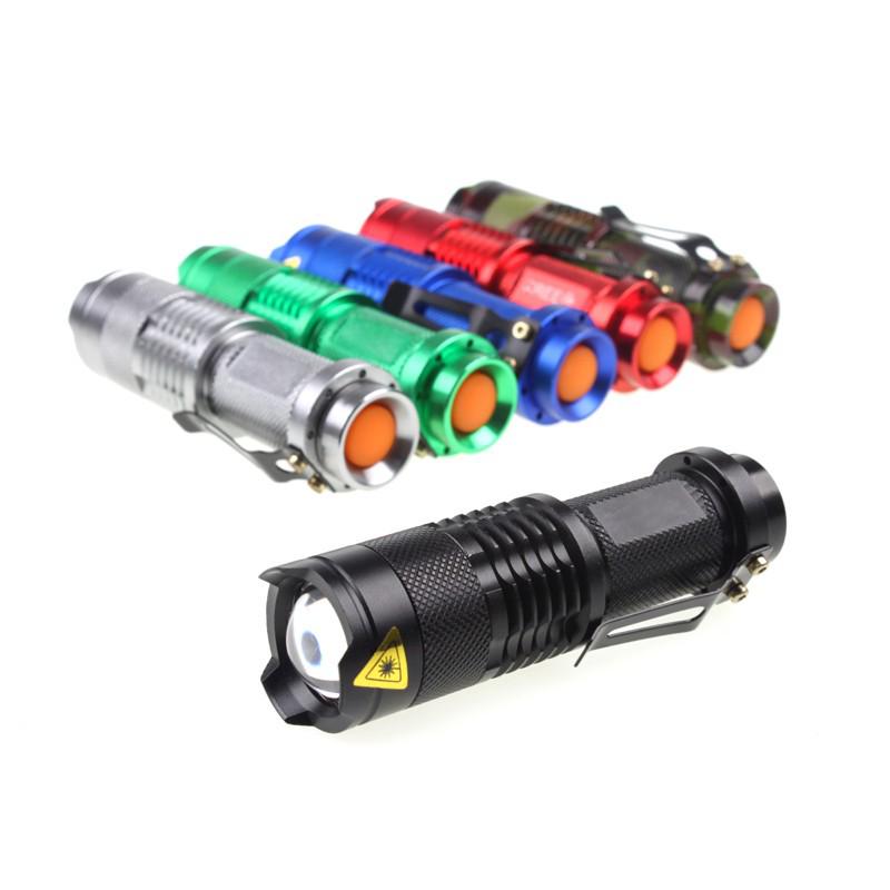 Zoom Mini SK68 Strong Light Flashlight with Pen Clip for Camping
