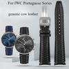 Для IWC Portuguese Series IW503312 IW500713 IW371614 Эластичные Водонепроницаемые Влагостойкие Плетеные Ремешки из Натуральной Коровьей Кожи 20 22 мм