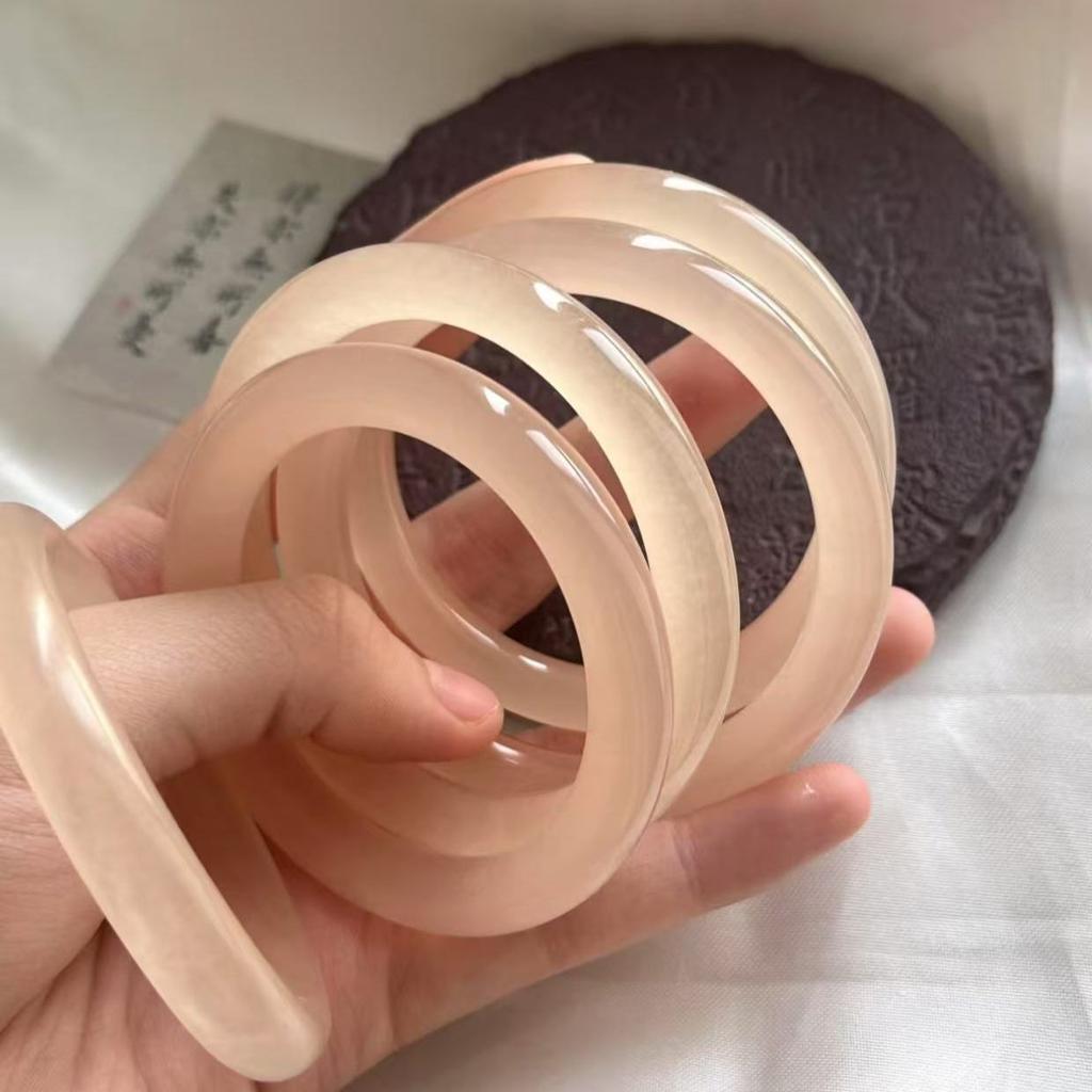 Высокий лед прозрачный натуральный нефрит корень лотоса пудра браслет круглый стержень хотанский нефрит халцедон мирный темперамент античный универсальный копирующий