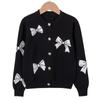 Spring and Autumn Korean Style Bowknot Jacquard Children's Cardigan Sweater Jacket Girls Knitted Cardigan