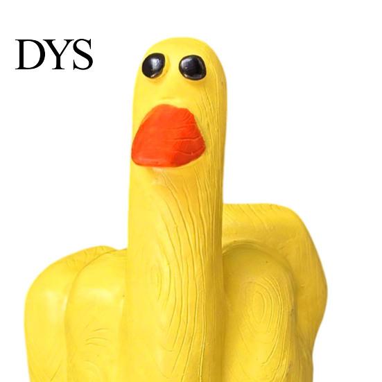 Funny Little Yellow Duck Statue Middle Finger Resin Figurine, Hand-Painted Cheeky Statue, Weatherproof Indoor Niche Landscaping Outdoor Decor for Desk
