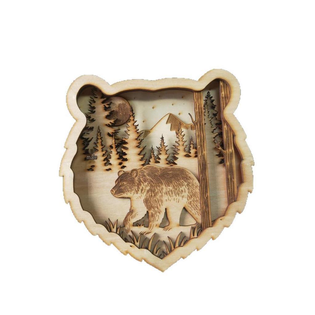 Wooden Animal Head Silhouette Wall Decor - Forest-Themed Home Ornament