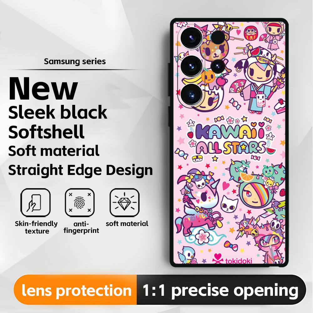Япония Милый T-Tokidoki Чехол для телефона для Samsung Galaxy S25 S24 S23 S22 S21 S20 Plus Ultra Note20 Мягкий Черный