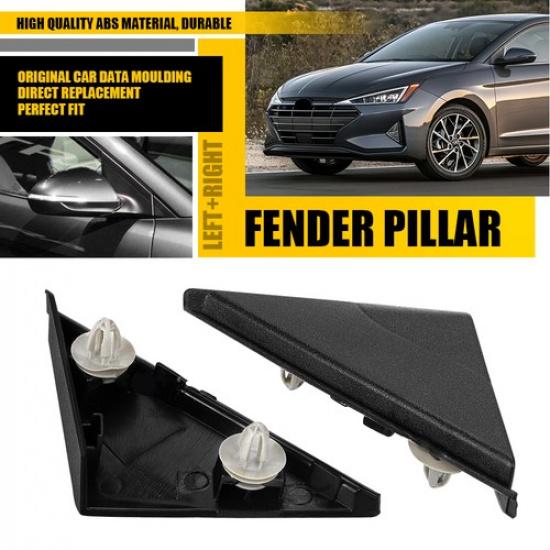 Pair Right & Left Fender Pillar Trim Mirror Corner For Hyundai Elantra 2017-20
