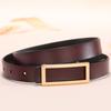 Elegant Genuine Leather Belts Rectangle Buckle Waist Belt Casual Skinny Thin Belt  All-Match