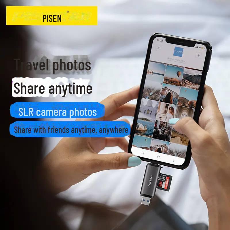 Алюминиевый двойной кардридер PISEN USB 3.0 и Type-C 3.0 для карт SD/TF