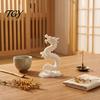 Handmade Dragon Figurine 3D Printed Chinese Figurine, Collectible White Statue, Model Sculpture Feng Shui Decoration for Home Office PLA Figure