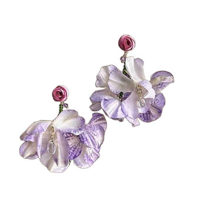 Niche Versatile Ins Dried Flower Water Drop Earrings Trendy Fruit Tree Flower Drop Jewelry For Women