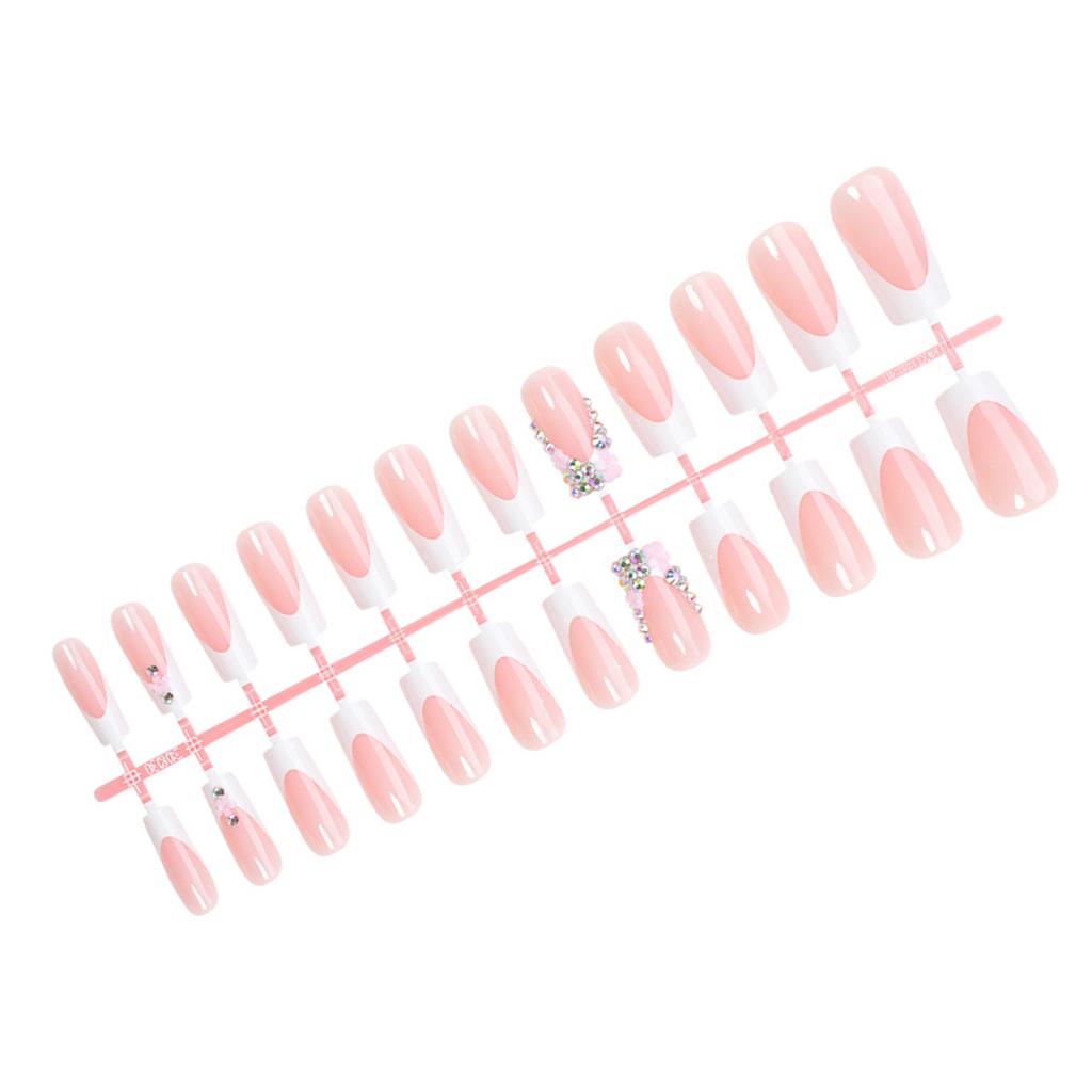 Gentle French Pink Artificial Nails Finger Ultra-flexible Long Lasting Fake Nails for Hot Girl Dress Matching