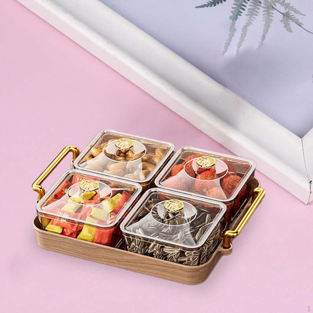 Тарелка для закусок, поднос для сервировки орехов и конфет с чашей с крышкой, разделенная посуда для сладких орехов