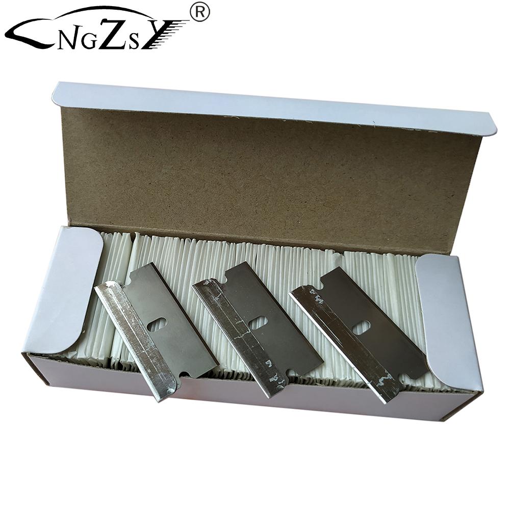 100pcs Stainless Steel Blades Ceramic Glass Oven Car Vinyl Wrap Sticker Remover Razor Scraper Window Glue Cleaner Squeegee E13