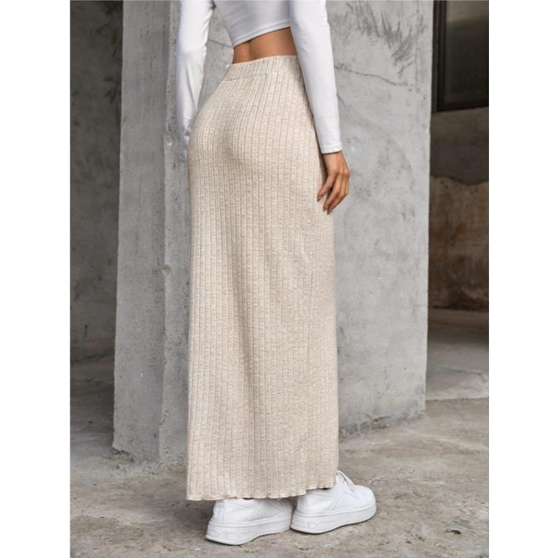 Осенняя повседневная мода Высокая поясная сумка на бедрах трикотажная юбка