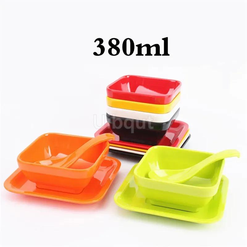 Melamine dessert bowl set porcelain like tableware colorful plastic bowl Ice cream creative salad bowl serving spoon plate