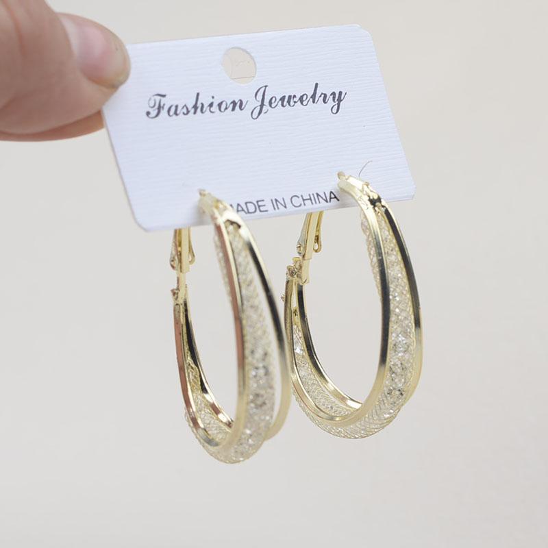 Boho Silver Oval Earrigns Large Hanging Anti Allergy Silver Needle Earrings Hoops Fashionable Circle Design Luxury Earrings