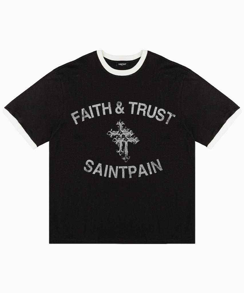 SAINTPAIN Sp Черная футболка-реглан с принтом Face & Trust