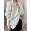 Women's Turtleneck Zipper Design Oversized Sweater Gray White Black High Neck Autumn Winter Jumper