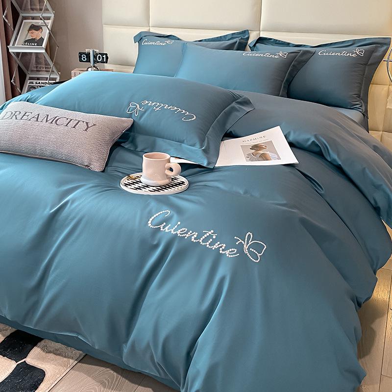 Роскошный комплект из 4 предметов из длинноволокнистого хлопка Синьцзяна: Осенне-зимние простыни, пододеяльники и постельные принадлежности