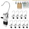 10-Piece Set of Stainless Steel Clothespins, Mono Clips, Clothespins, Non-Slip, Multi-Purpose Hooks, Multi-Functional Clothesline