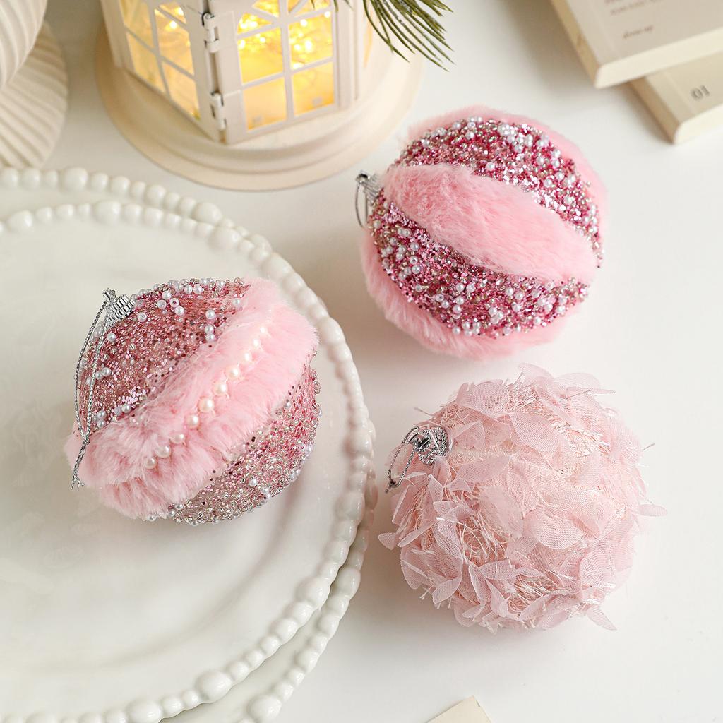Christmas Tree Ornament Unique Pink Fluffy Christmas Ball Christmas Ball Decoration Modern Holiday Ornament For Festive Holiday