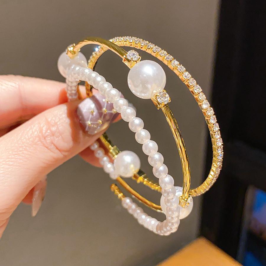 Модные жемчужные браслеты со стразами для элегантного повседневного образа