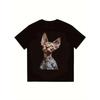 Черная футболка с татуированным сфинксом и надписью Bad Kitty, графический принт, для повседневного уличного стиля