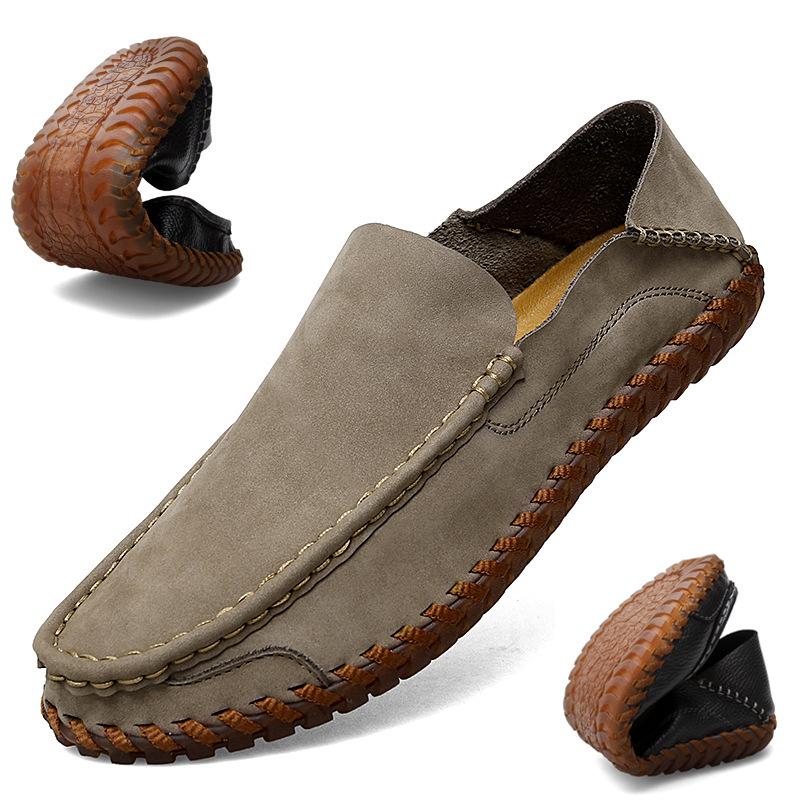 2024 Plus Size 38-48 Genuine Leather Men Loafers Cow Leather Casual Shoes for Man Soft Comfortable Moccasins Hand Sewn Driving Shoes