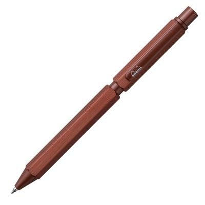 Шариковая ручка Rhodia Script бордовая с двумя цветами и механическим алюминиевым корпусом с отделкой «волосок» и поворотная многофункциональная ручка CF9348, коричневая, 0,5 мм
