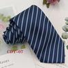 Handmade Men's 8cm Black Grey Striped Jacquard Silk Tie