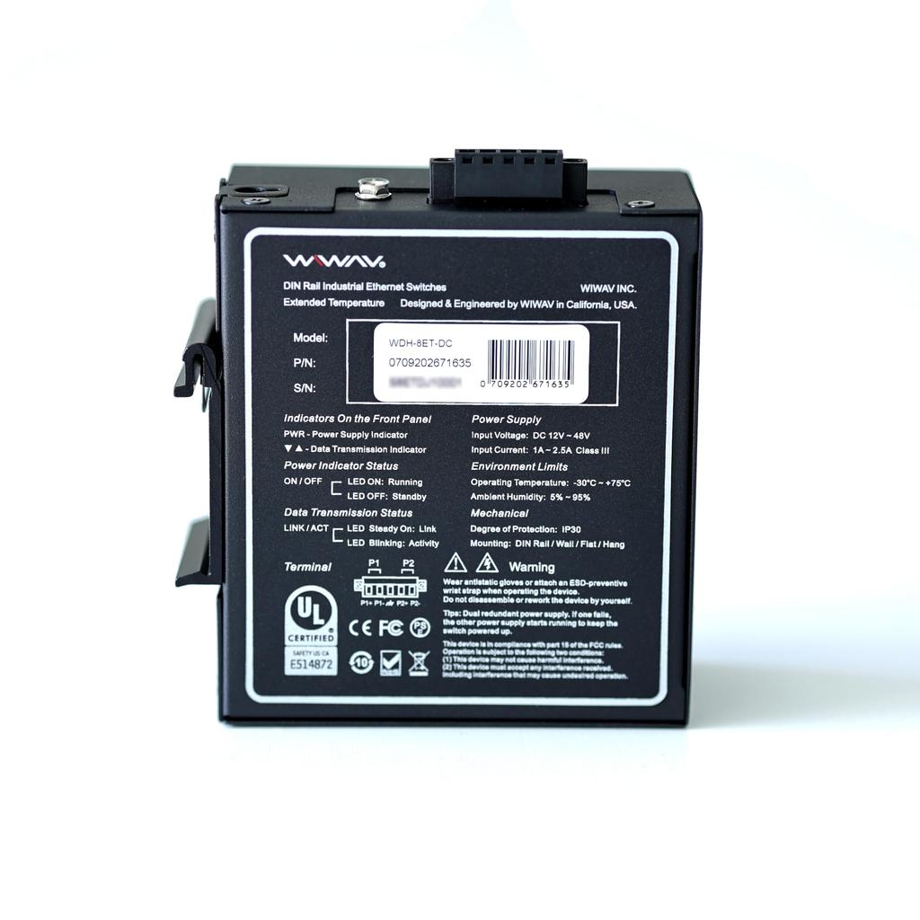 WIWAV промышленные настройки Ethernet бесшумное использование WDH-8ET-DC 10/100 Мбит/с 8-портовый коммутатор/Не требуется/Энергосбережение/Безвентиляторная конструкция/Конструкция без вентиляции/Для