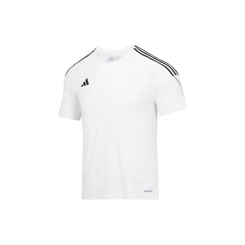 Adidas Striped Print V-Neck Pullover Sports Short Sleeve T-Shirt Men Tops White HR4610