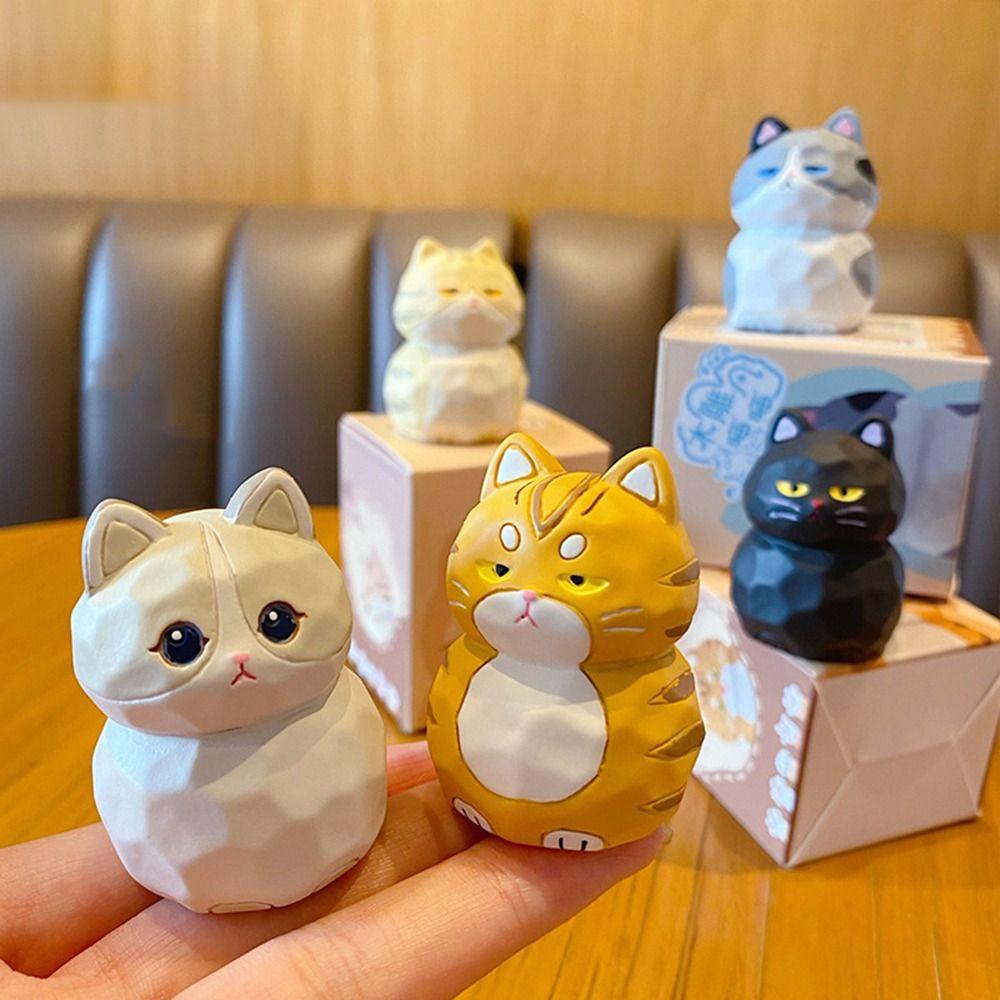 Cat Family Cat Model Figurines Decoration Q Version Car Ornament Kawaii Cat Anime Figure