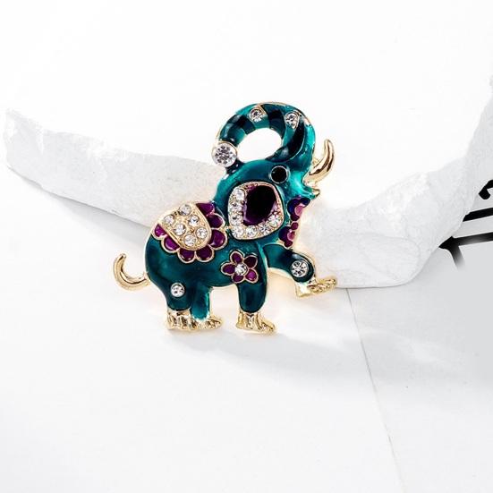 Ethnic Style Cute Elephant Shape Brooch Shining Rhinestones Inlaid Pin Suit Lapel Badge Dress Coat Accessories