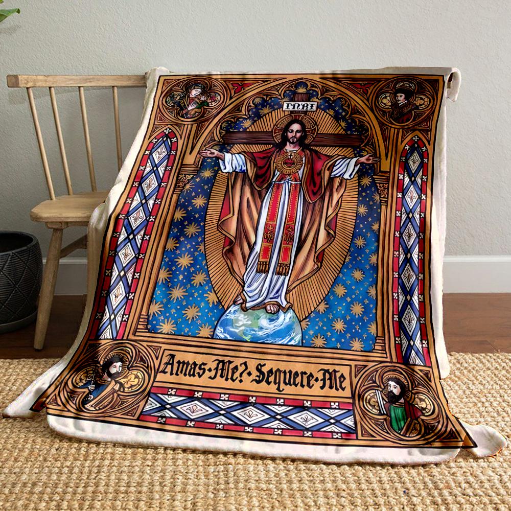 Religious Iconography Blanket DesignFlannel blanket for bedroom, living room, sofa, and nap