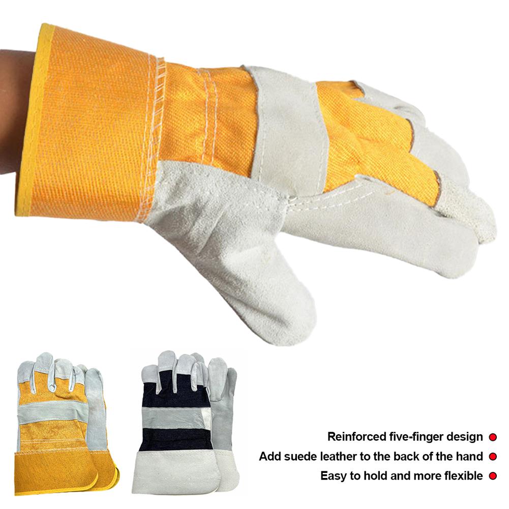 1 пара защитных рабочих перчаток, строительные кожаные перчатки, садовые перчатки, легкие перчатки для механиков и сварщиков, воловья кожа для мужчин и женщин