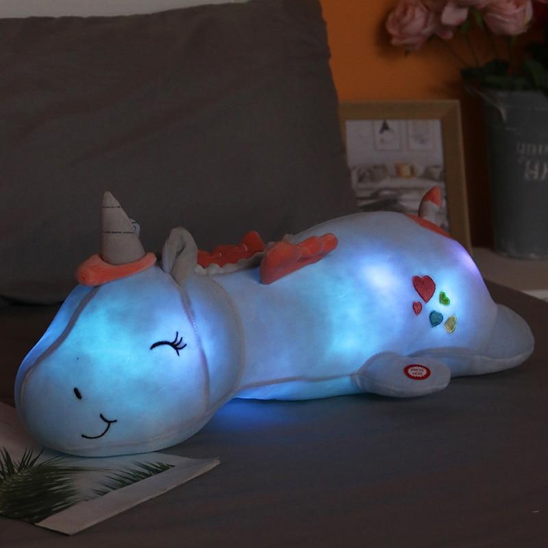 60CM Cute Glowing LED Light Unicorn Plush Toys Lovely Luminous Animal Unicorn Pillow Stuffed Dolls for Children Kids Xmas Gifts