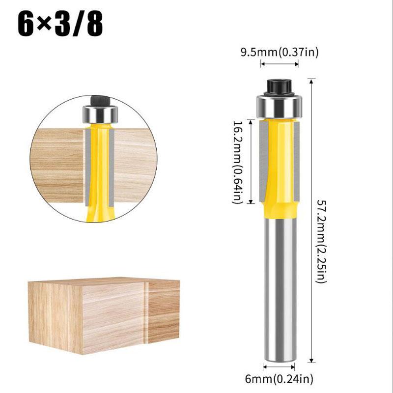 Фреза для обрезки с тремя кромками, деревообрабатывающий фрезер, фрезерный станок, фреза для копирования пазов, фреза для обрезки пазов, хвостовик 6 мм, 1/4 дюйма