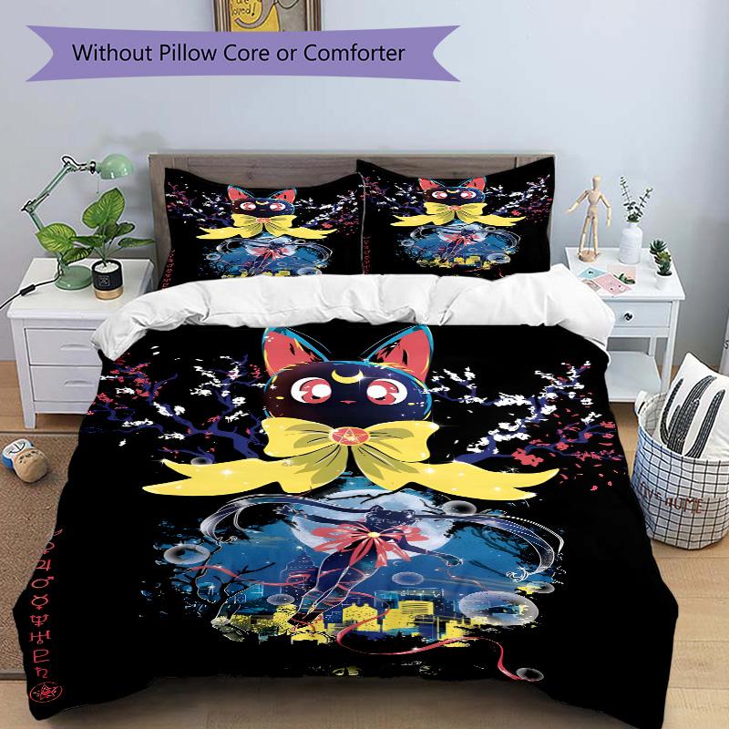 Fantasy Cat Artwork Print 3Pcs Bedding Setduvet Cover With 2 Bedropillowcase Home Birthday Gift