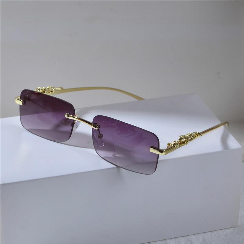 Retro Leopard Head Metal Sunglasses Frameless Sun Glasses Men's And Women's Small Frame Classic Glasses UV400 Eyeglasses