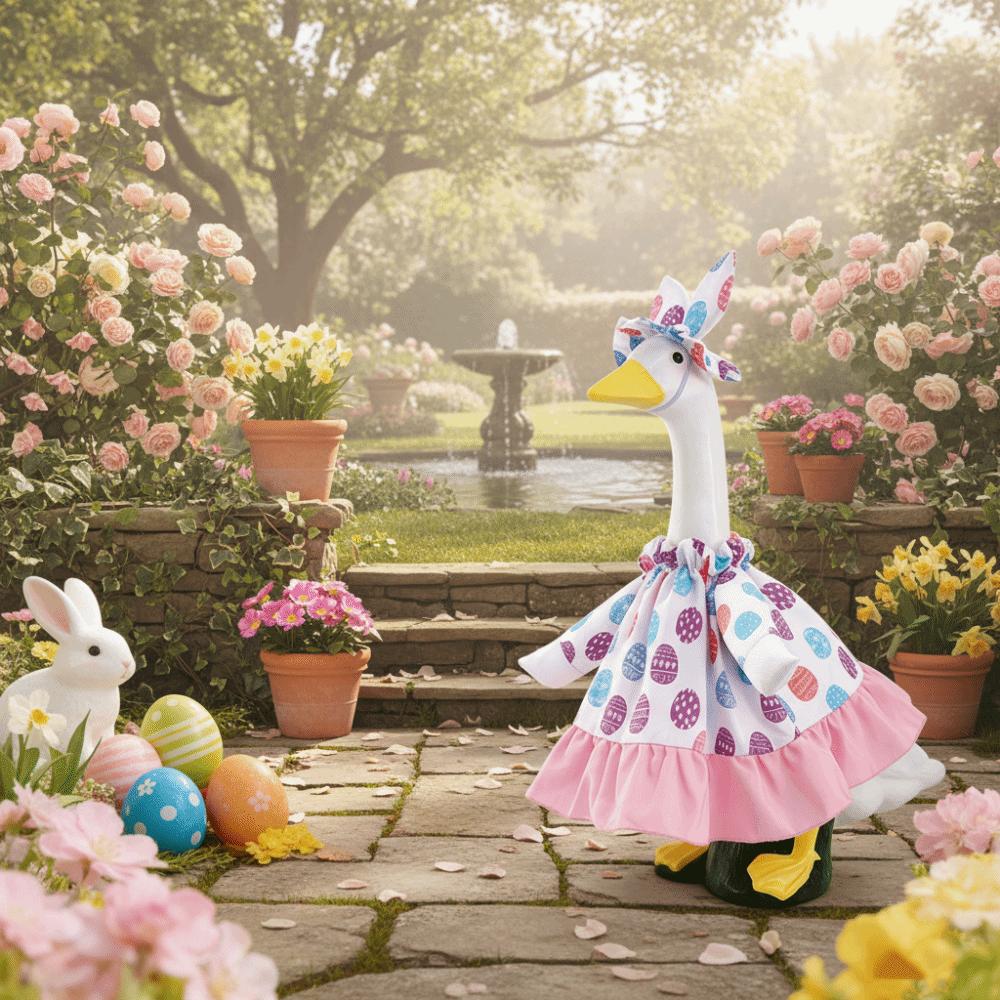 Rabbit Egg Pattern Porch Goose Outfit Decorative Novelty Goose Easter Costume Breathable Duck Festival Clothes Patio Yard