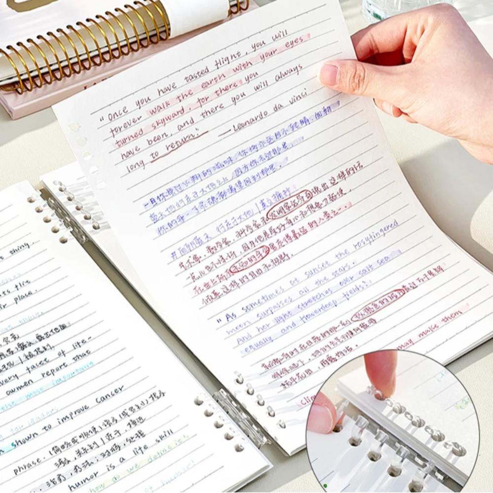 Simple Stationery A5/B5 Binder Notebook Horizontal Line Gradient Color Kawaii Loose-Leaf Notebook 60 Sheets PVC Cover