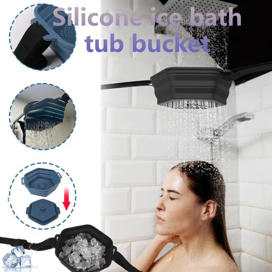 Летняя ледяная ванна Силиконовая ванна с регулируемым ремнем Складная быстроохлаждающаяся насадка под душем Фильтр для душа с холодным замачиванием Ведро с фильтром для ледяного душа Хитрое приспособление