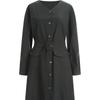 Shop   Women No Collar Waist Belt Front Button Pocket Midi Long Dress Cat Wdr 12