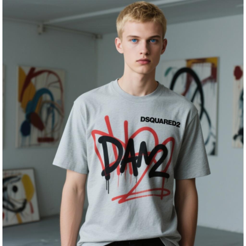 Трендовая мужская футболка DSQ Quadratic Summer Micro Loose D2 европейско-американская личность трендовый осенний топ студенческая базовая футболка