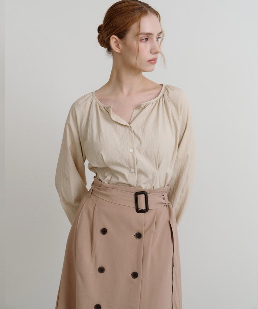 Bye Bye Seop Trench Long Skirt Beige [T53]