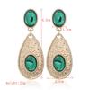Women s Fashion Accessory Vintage Design Round Shape Drop Earrings Jewelry (Green)