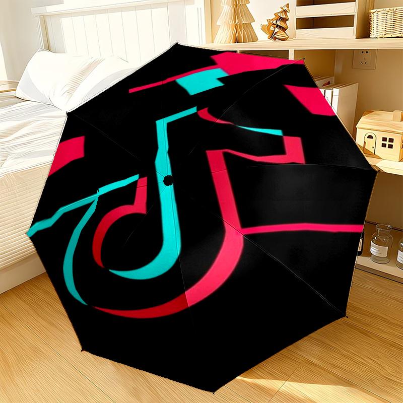 Неоновая арт-зонт с логотипом Tik-tok, 8 спиц, для путешествий, кемпинга, повседневный, легкий, портативный, незаменимый для каждой семьи, подарок на праздники