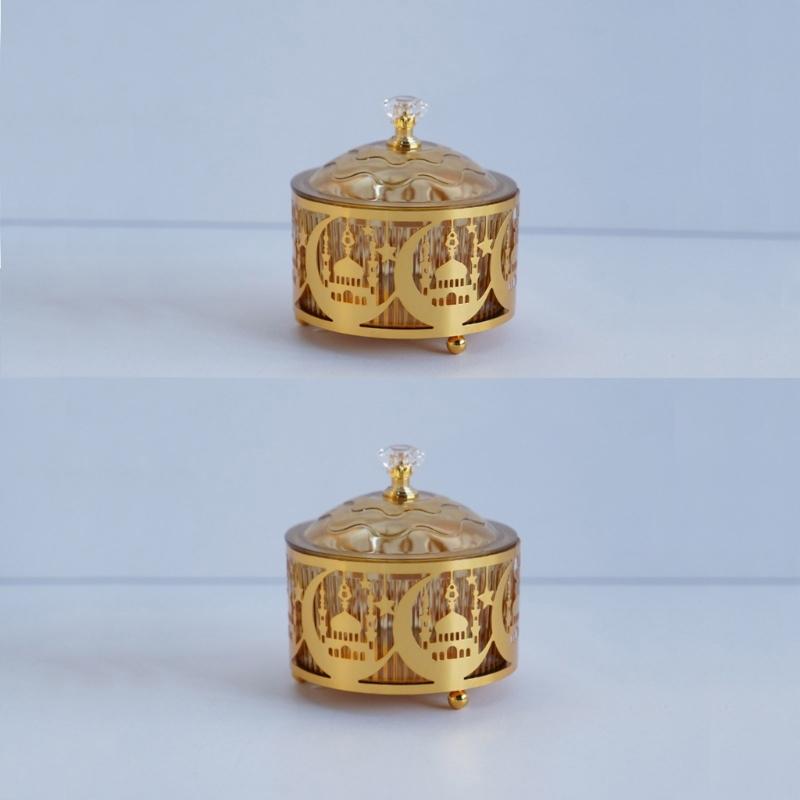 Elegant Eid Festival Candy Tray Snacks Display Plate Metal Texture Suitable for Celebration and Festival Gatherings