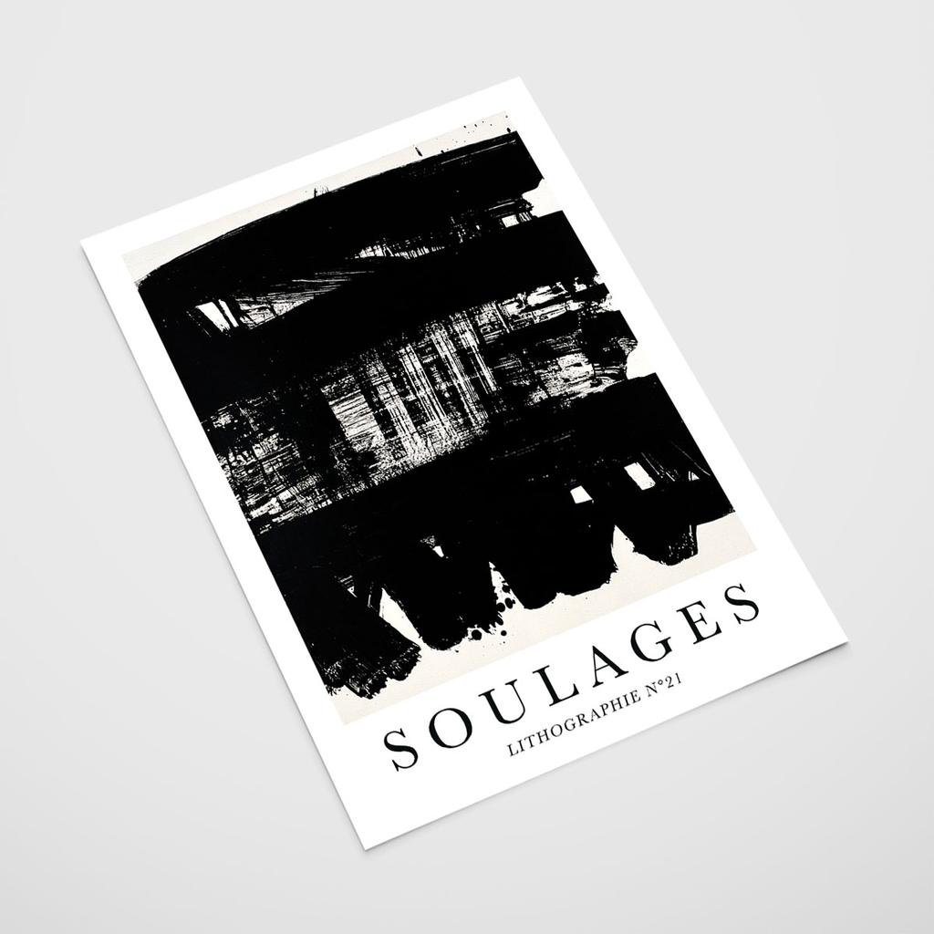 Poster Abstraction Black and White Soulages